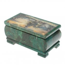 Шкатулка &amp;quot;Зима. Беседка&amp;quot; из змеевика 16х8х7,5 см