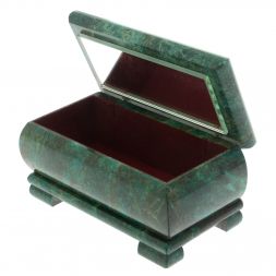 Шкатулка &amp;quot;Зима. Беседка&amp;quot; из змеевика 16х8х7,5 см