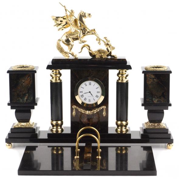 Письменный набор &amp;quot;Георгий Победоносец&amp;quot; камень офиокальцит 120569