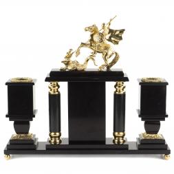 Письменный набор "Георгий Победоносец" камень офиокальцит