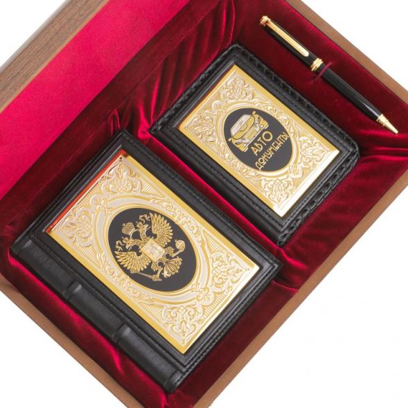 Подарочный набор &amp;quot;Автомобилист&amp;quot; обложка для автодокументов, ежедневник и ручка Parker 122544