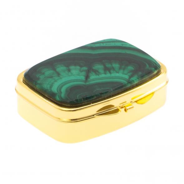 Таблетница на 2 отделения камень малахит цвет золото 124956