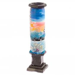 Каменная ваза "Зима" черный змеевик 8х8х29 см