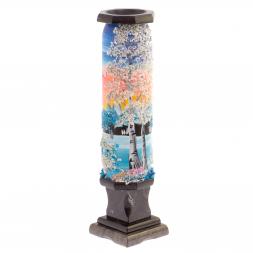 Каменная ваза "Зима" черный змеевик 8х8х29 см