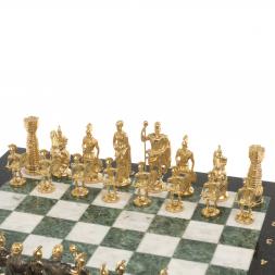 Настольные шахматы &amp;quot;Римские&amp;quot; бронза мрамор шабровский змеевик 40х40 см