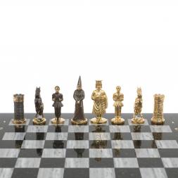 Шахматы подарочные из бронзы "Камелот" мрамор змеевик 40х40 см