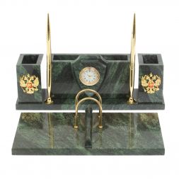 Настольный набор "Щит" из шабровского змеевика