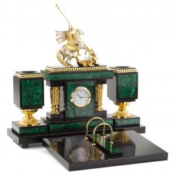 Настольный набор &amp;quot;Георгий Победоносец&amp;quot; малахит