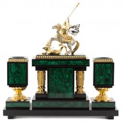 Настольный набор &amp;quot;Георгий Победоносец&amp;quot; малахит