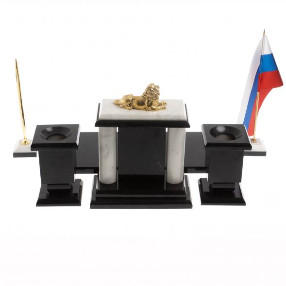 Настольный набор &amp;quot;Лев&amp;quot; из мрамора 129958