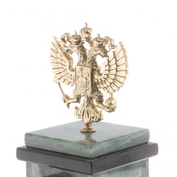 Настольные часы &amp;quot;Герб России&amp;quot; камень офиокальцит 124334