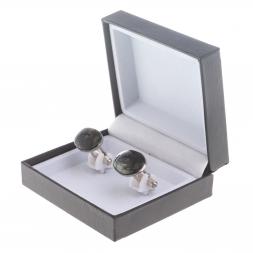 Запонки камень мусковит овальные