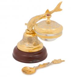 Икорница "Колокольчик" из яшмы с ложкой Златоуст