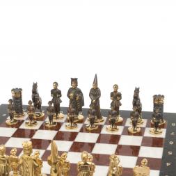 Шахматы из бронзы "Камелот" мрамор лемезит 40х40 см