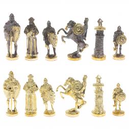 Шахматы подарочные "Богатыри" из мрамора и змеевика 44х44 см
