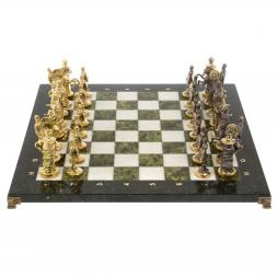 Шахматы подарочные "Богатыри" из мрамора и змеевика 44х44 см
