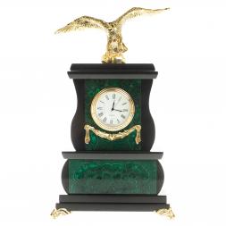 Декоративные часы из малахита &amp;quot;Орел на камне&amp;quot; бронза