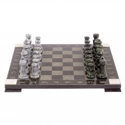 Шахматы с гравировкой &amp;quot;Турнирные&amp;quot; доска 36х36 змеевик серый мрамор
