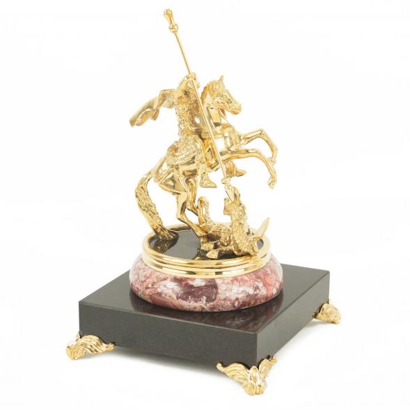 Статуэтка &amp;quot;Георгий Победоносец&amp;quot; фигурка из бронзы на подставке из камня креноид 118673