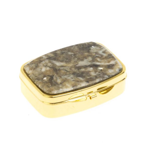 Таблетница на 2 отделения камень жельбертит цвет золото 127854