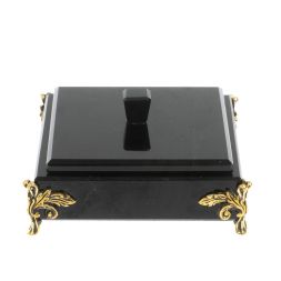 Шкатулка из черного обсидиана на ножках 12х12х5,5 см