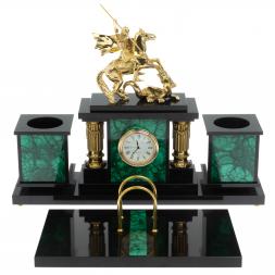 Настольный набор &amp;quot;Георгий Победоносец&amp;quot; камень малахит