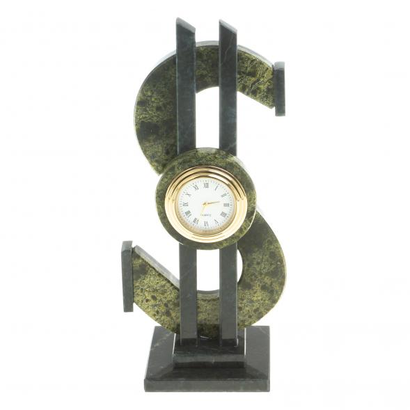 Настольные часы &amp;quot;Доллар&amp;quot; камень змеевик 113074