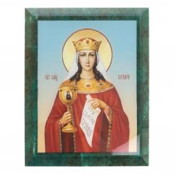 Икона настенная &amp;quot;Св.Варвара&amp;quot; камень змеевик 14х18х1,2 см
