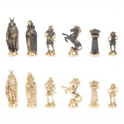 Шахматы из бронзы "Викинги" мрамор змеевик