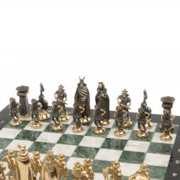 Шахматы из бронзы "Викинги" мрамор змеевик