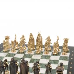 Шахматы из бронзы "Викинги" мрамор змеевик
