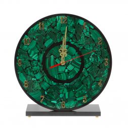 Часы настольные из малахита &amp;quot;Мозайка&amp;quot; 26,5х8х28 см
