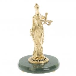 Бронзовая статуэтка &amp;quot;Фемида&amp;quot; на подставке из нефрита 10х10х15 см