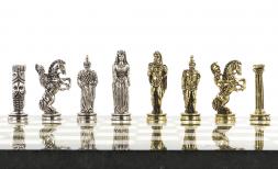 Шахматы декоративные "Александр Македонский" доска 36х36 см мрамор змеевик