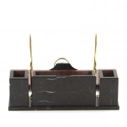 Письменный набор "Щит" из камня лемезит