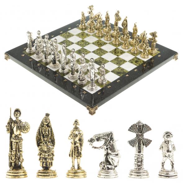 Шахматы &amp;quot;Дон Кихот&amp;quot; доска 40х40 см камень мрамор змеевик 122651