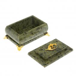 Шкатулка с зеркалом на ножках камень змеевик 10х7х6 см