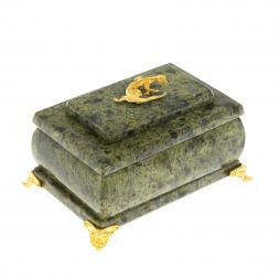 Шкатулка с зеркалом на ножках камень змеевик 10х7х6 см