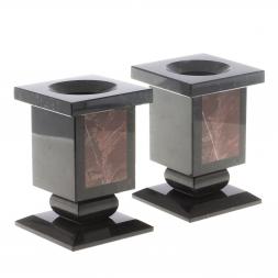 Письменный набор из лемезита "Герб РФ" с лотком для бумаг и ковриком