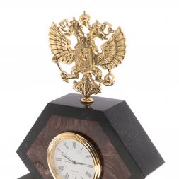 Письменный набор из лемезита "Герб РФ" с лотком для бумаг и ковриком