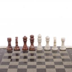 Шахматы с гравировкой "Турнирные" доска 36х36 см лемезит белый мрамор