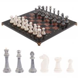 Шахматы &amp;quot;Стаунтон&amp;quot; из мрамолита 44х44 см лемезит / змеевик