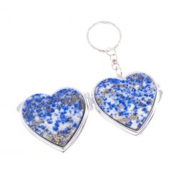 Складное зеркало брелок из афганского лазурита &amp;quot;Сердце&amp;quot;