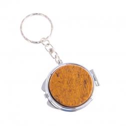 Складное зеркало брелок из змеиной яшмы круглое