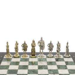 Подарочные шахматы &amp;quot;Русь&amp;quot; доска 40х40 см мрамор шабровский змеевик