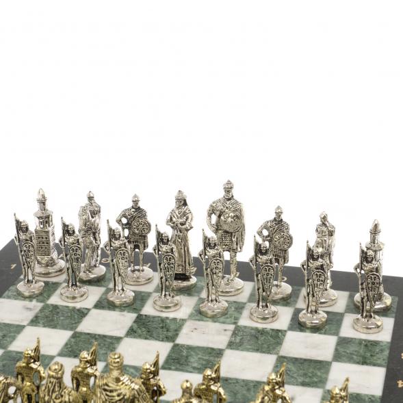 Подарочные шахматы &amp;quot;Русь&amp;quot; доска 40х40 см мрамор шабровский змеевик 126830