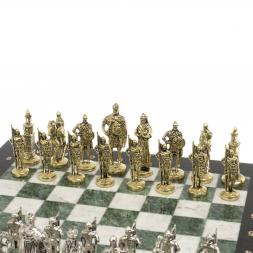 Подарочные шахматы &amp;quot;Русь&amp;quot; доска 40х40 см мрамор шабровский змеевик