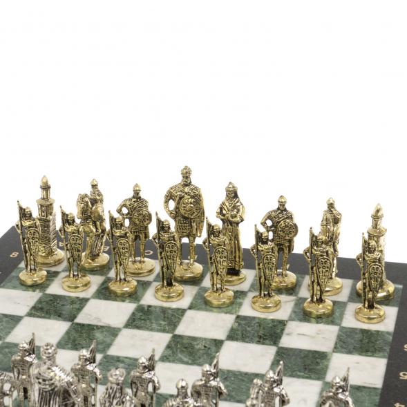 Подарочные шахматы &amp;quot;Русь&amp;quot; доска 40х40 см мрамор шабровский змеевик 126830