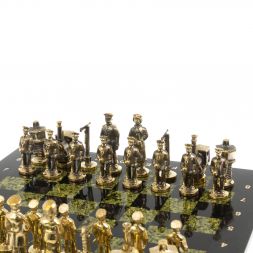 Бронзовые шахматы &amp;quot;Железнодорожники&amp;quot; доска 40х40 см змеевик