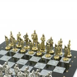 Шахматы подарочные &amp;quot;Русь&amp;quot; доска 40х40 см из серого мрамора